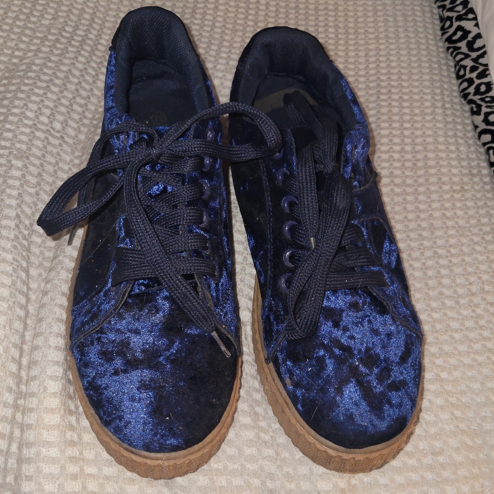Navy Velvet Women's Sneakers